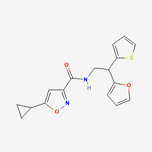 molecular formula C17H16N2O3S B2981484 5-cyclopropyl-N-[2-(furan-2-yl)-2-(thiophen-2-yl)ethyl]-1,2-oxazole-3-carboxamide CAS No. 2097915-05-2