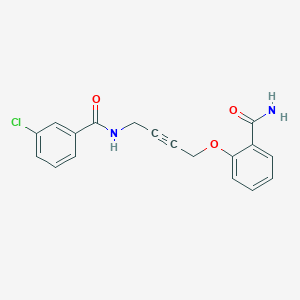 molecular formula C18H15ClN2O3 B2981496 N-(4-(2-carbamoylphenoxy)but-2-yn-1-yl)-3-chlorobenzamide CAS No. 1421506-45-7