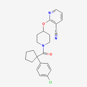 2-((1-(1-(4-Chlorophenyl)cyclopentanecarbonyl)piperidin-4-yl)oxy)nicotinonitrile