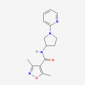 molecular formula C15H18N4O2 B2981502 3,5-dimethyl-N-(1-(pyridin-2-yl)pyrrolidin-3-yl)isoxazole-4-carboxamide CAS No. 1795087-42-1