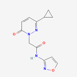 molecular formula C12H12N4O3 B2981506 2-(3-cyclopropyl-6-oxopyridazin-1(6H)-yl)-N-(isoxazol-3-yl)acetamide CAS No. 2034267-77-9