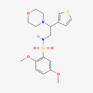 molecular formula C18H24N2O5S2 B2981507 2,5-二甲氧基-N-(2-吗啉-2-(噻吩-3-基)乙基)苯磺酰胺 CAS No. 946304-57-0