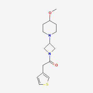 molecular formula C15H22N2O2S B2981509 1-(3-(4-甲氧基哌啶-1-基)氮杂环丁-1-基)-2-(噻吩-3-基)乙酮 CAS No. 2034359-44-7
