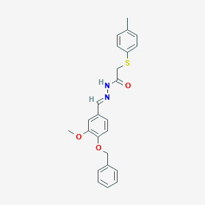 molecular formula C24H24N2O3S B298151 N'-[4-(benzyloxy)-3-methoxybenzylidene]-2-[(4-methylphenyl)sulfanyl]acetohydrazide 