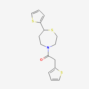 molecular formula C15H17NOS3 B2981510 2-(噻吩-2-基)-1-(7-(噻吩-2-基)-1,4-噻吩-4-基)乙酮 CAS No. 1705217-71-5