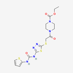 Ethyl 4-(2-((5-(3-(thiophen-2-yl)ureido)-1,3,4-thiadiazol-2-yl)thio)acetyl)piperazine-1-carboxylate