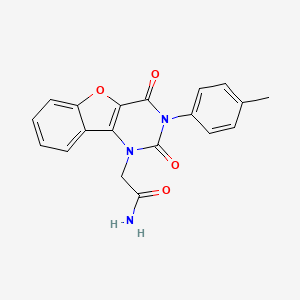 molecular formula C19H15N3O4 B2981527 2-[3-(4-Methylphenyl)-2,4-dioxo-[1]benzofuro[3,2-d]pyrimidin-1-yl]acetamide CAS No. 877656-92-3