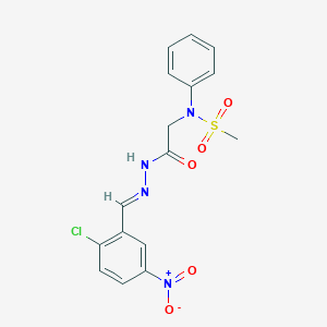 molecular formula C16H15ClN4O5S B298153 N-[2-(2-{2-chloro-5-nitrobenzylidene}hydrazino)-2-oxoethyl]-N-phenylmethanesulfonamide 