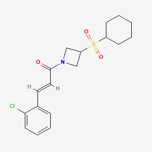 molecular formula C18H22ClNO3S B2981532 (E)-3-(2-chlorophenyl)-1-(3-(cyclohexylsulfonyl)azetidin-1-yl)prop-2-en-1-one CAS No. 1448140-39-3