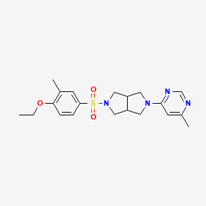 molecular formula C20H26N4O3S B2981533 5-(4-Ethoxy-3-methylphenyl)sulfonyl-2-(6-methylpyrimidin-4-yl)-1,3,3a,4,6,6a-hexahydropyrrolo[3,4-c]pyrrole CAS No. 2380080-75-9