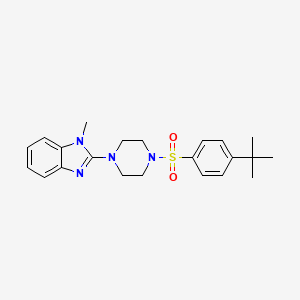 molecular formula C22H28N4O2S B2981534 2-(4-((4-(tert-butyl)phenyl)sulfonyl)piperazin-1-yl)-1-methyl-1H-benzo[d]imidazole CAS No. 1235095-99-4