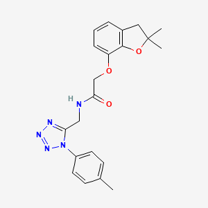 molecular formula C21H23N5O3 B2981539 2-((2,2-dimethyl-2,3-dihydrobenzofuran-7-yl)oxy)-N-((1-(p-tolyl)-1H-tetrazol-5-yl)methyl)acetamide CAS No. 921054-88-8