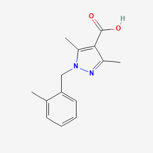 molecular formula C14H16N2O2 B2981542 3,5-Dimethyl-1-[(2-methylphenyl)methyl]-1H-pyrazole-4-carboxylic acid CAS No. 1154898-71-1