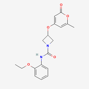 molecular formula C18H20N2O5 B2981559 N-(2-ethoxyphenyl)-3-((6-methyl-2-oxo-2H-pyran-4-yl)oxy)azetidine-1-carboxamide CAS No. 1798678-42-8