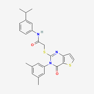 2-{[3-(3,5-dimethylphenyl)-4-oxo-3,4-dihydrothieno[3,2-d]pyrimidin-2-yl]sulfanyl}-N-[3-(propan-2-yl)phenyl]acetamide
