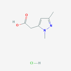 molecular formula C7H11ClN2O2 B2981569 2-(2,5-Dimethylpyrazol-3-yl)acetic acid;hydrochloride CAS No. 2253639-14-2