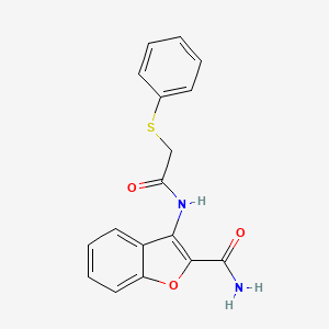 molecular formula C17H14N2O3S B2981580 3-(2-(Phenylthio)acetamido)benzofuran-2-carboxamide CAS No. 361373-15-1