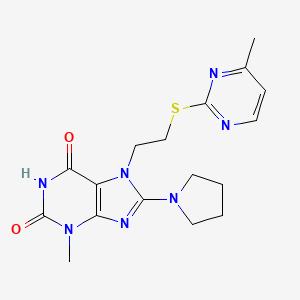 3-Methyl-7-[2-(4-methylpyrimidin-2-yl)sulfanylethyl]-8-pyrrolidin-1-ylpurine-2,6-dione