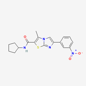molecular formula C18H18N4O3S B2981587 N-cyclopentyl-3-methyl-6-(3-nitrophenyl)imidazo[2,1-b]thiazole-2-carboxamide CAS No. 852135-63-8