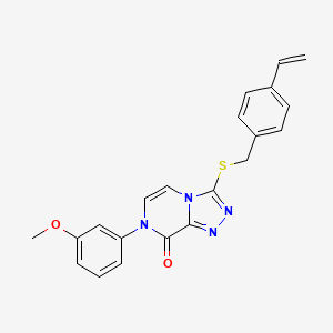 molecular formula C21H18N4O2S B2981589 7-(3-甲氧基苯基)-3-[(4-乙烯基苄基)硫代][1,2,4]三唑并[4,3-a]吡嗪-8(7H)-酮 CAS No. 1243005-50-6