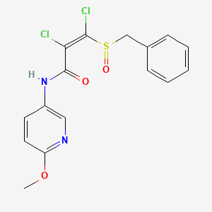 molecular formula C16H14Cl2N2O3S B2981594 3-(benzylsulfinyl)-2,3-dichloro-N-(6-methoxy-3-pyridinyl)acrylamide CAS No. 1164478-04-9