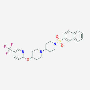 molecular formula C26H28F3N3O3S B2981597 1'-(Naphthalene-2-sulfonyl)-4-{[5-(trifluoromethyl)pyridin-2-yl]oxy}-1,4'-bipiperidine CAS No. 2097935-44-7