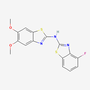 molecular formula C16H12FN3O2S2 B2981598 N-(4-fluoro-1,3-benzothiazol-2-yl)-5,6-dimethoxy-1,3-benzothiazol-2-amine CAS No. 891086-28-5