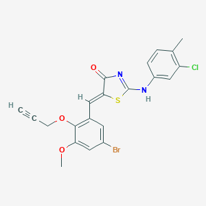 (5Z)-5-[(5-bromo-3-methoxy-2-prop-2-ynoxyphenyl)methylidene]-2-(3-chloro-4-methylanilino)-1,3-thiazol-4-one