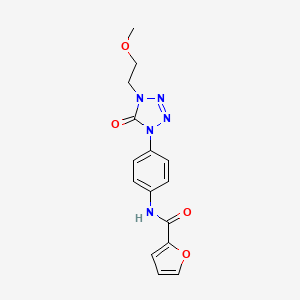 molecular formula C15H15N5O4 B2981600 N-(4-(4-(2-methoxyethyl)-5-oxo-4,5-dihydro-1H-tetrazol-1-yl)phenyl)furan-2-carboxamide CAS No. 1396876-25-7