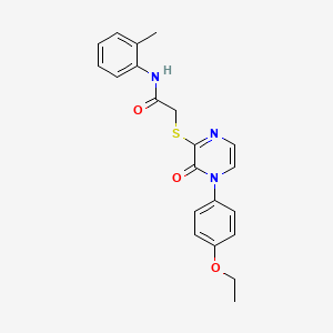 molecular formula C21H21N3O3S B2981603 2-[4-(4-ethoxyphenyl)-3-oxopyrazin-2-yl]sulfanyl-N-(2-methylphenyl)acetamide CAS No. 900007-35-4