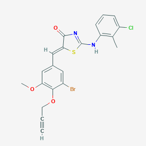 (5Z)-5-[(3-bromo-5-methoxy-4-prop-2-ynoxyphenyl)methylidene]-2-(3-chloro-2-methylanilino)-1,3-thiazol-4-one