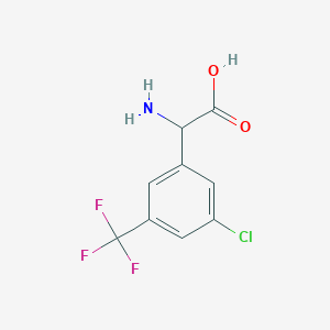 molecular formula C9H7ClF3NO2 B2981614 2-Amino-2-[3-chloro-5-(trifluoromethyl)phenyl]acetic acid CAS No. 1259984-59-2