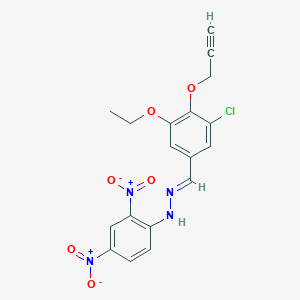 molecular formula C18H15ClN4O6 B298163 3-Chloro-5-ethoxy-4-(2-propynyloxy)benzaldehyde {2,4-bisnitrophenyl}hydrazone 