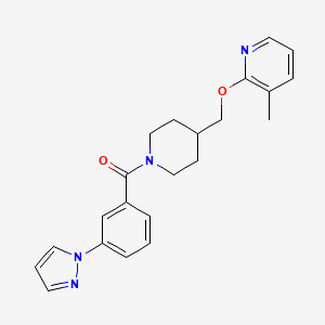 molecular formula C22H24N4O2 B2981631 [4-[(3-Methylpyridin-2-yl)oxymethyl]piperidin-1-yl]-(3-pyrazol-1-ylphenyl)methanone CAS No. 2380033-20-3