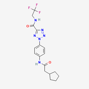 molecular formula C17H19F3N6O2 B2981633 2-(4-(2-环戊基乙酰氨基)苯基)-N-(2,2,2-三氟乙基)-2H-四唑-5-甲酰胺 CAS No. 1396813-18-5