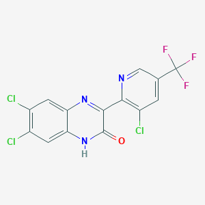 molecular formula C14H5Cl3F3N3O B2981635 6,7-Dichloro-3-[3-chloro-5-(trifluoromethyl)-2-pyridinyl]-2-quinoxalinol CAS No. 478257-53-3