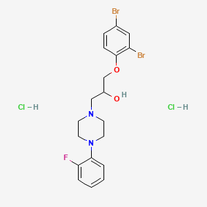 molecular formula C19H23Br2Cl2FN2O2 B2981648 1-(2,4-Dibromophenoxy)-3-(4-(2-fluorophenyl)piperazin-1-yl)propan-2-ol dihydrochloride CAS No. 1189430-26-9
