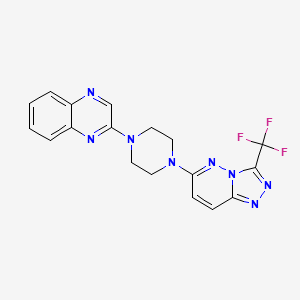 molecular formula C18H15F3N8 B2981652 2-[4-[3-(Trifluoromethyl)-[1,2,4]triazolo[4,3-b]pyridazin-6-yl]piperazin-1-yl]quinoxaline CAS No. 2380187-08-4