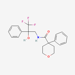 4-phenyl-N-(3,3,3-trifluoro-2-hydroxy-2-phenylpropyl)oxane-4-carboxamide
