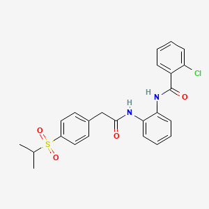molecular formula C24H23ClN2O4S B2981664 2-chloro-N-(2-(2-(4-(isopropylsulfonyl)phenyl)acetamido)phenyl)benzamide CAS No. 1203274-24-1