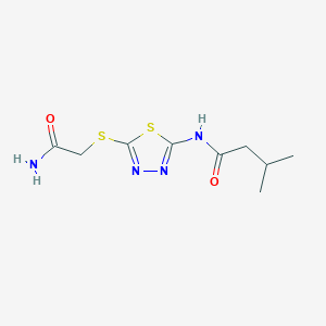 molecular formula C9H14N4O2S2 B2981667 N-[5-(2-氨基-2-氧代乙基)硫代-1,3,4-噻二唑-2-基]-3-甲基丁酰胺 CAS No. 868973-99-3