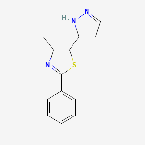 molecular formula C13H11N3S B2981668 4-甲基-2-苯基-5-(1H-吡唑-3-基)-1,3-噻唑 CAS No. 477708-90-0