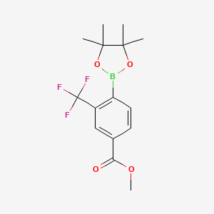 molecular formula C15H18BF3O4 B2981669 Methyl 4-(4,4,5,5-tetramethyl-1,3,2-dioxaborolan-2-yl)-3-(trifluoromethyl)benzoate CAS No. 1371589-09-1