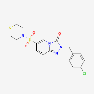 molecular formula C17H17ClN4O3S2 B2981670 2-(4-chlorobenzyl)-6-(thiomorpholinosulfonyl)-[1,2,4]triazolo[4,3-a]pyridin-3(2H)-one CAS No. 1251704-96-7