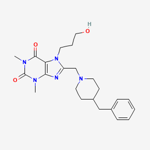 molecular formula C23H31N5O3 B2981674 8-[(4-benzylpiperidin-1-yl)methyl]-7-(3-hydroxypropyl)-1,3-dimethyl-3,7-dihydro-1H-purine-2,6-dione CAS No. 851941-44-1
