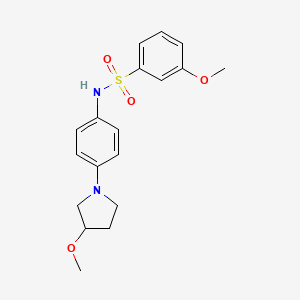 molecular formula C18H22N2O4S B2981699 3-甲氧基-N-(4-(3-甲氧基吡咯烷-1-基)苯基)苯磺酰胺 CAS No. 1797872-46-8