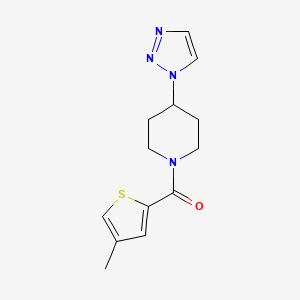molecular formula C13H16N4OS B2981706 (4-(1H-1,2,3-triazol-1-yl)piperidin-1-yl)(4-methylthiophen-2-yl)methanone CAS No. 1795190-17-8
