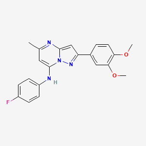 molecular formula C21H19FN4O2 B2981717 2-(3,4-二甲氧基苯基)-N-(4-氟苯基)-5-甲基吡唑并[1,5-a]嘧啶-7-胺 CAS No. 932987-72-9