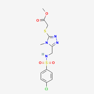 molecular formula C13H15ClN4O4S2 B2981729 methyl 2-{[5-({[(4-chlorophenyl)sulfonyl]amino}methyl)-4-methyl-4H-1,2,4-triazol-3-yl]sulfanyl}acetate CAS No. 338421-53-7
