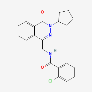 molecular formula C21H20ClN3O2 B2981737 2-chloro-N-((3-cyclopentyl-4-oxo-3,4-dihydrophthalazin-1-yl)methyl)benzamide CAS No. 1396867-14-3